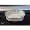 Image 2 : Corningware "French White" Stoneware Baking Dish with Clear Glass Lid 2 1/2 qt - 2.3L