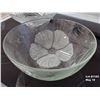 Image 2 : Lot of clear glass bowls and plates. Frosted Hibiscus flowers, Abstract Modern Cracked Ice Swirl.