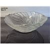 Image 3 : Lot of clear glass bowls and plates. Frosted Hibiscus flowers, Abstract Modern Cracked Ice Swirl.