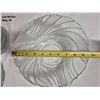 Image 6 : Lot of clear glass bowls and plates. Frosted Hibiscus flowers, Abstract Modern Cracked Ice Swirl.