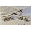 Image 1 : Set of coffee tea cups, cream pitcher, sugar bowl. Ironstone "Hedgerow" Pattern.  Jon Anton. Made in