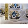 Image 6 : Set of coffee tea cups, cream pitcher, sugar bowl. Ironstone "Hedgerow" Pattern.  Jon Anton. Made in