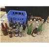Image 1 : Lot of Assorted Bottles, Blue Plastic Bottle Crate and Rubbermaid Super Tough Storage Container.
