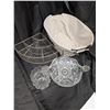 Image 1 : Basket, Glass cup, Glass Imperial Nucut 2 Handle bowl, Wire Organize basket