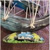 Image 2 : 1214 - Decorative handmade shell sailboat, dark teal, blues and blacks with string, shells and horn.