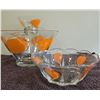 Image 1 : Modern mid 1950's retro orange leaf pattern glass chip & dip set and matching serving bowl.  No chip