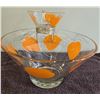 Image 2 : Modern mid 1950's retro orange leaf pattern glass chip & dip set and matching serving bowl.  No chip