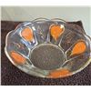 Image 3 : Modern mid 1950's retro orange leaf pattern glass chip & dip set and matching serving bowl.  No chip