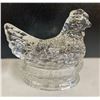 Image 1 : Vintage J H Millstein Glass Chicken Hen on Nest Candy Container Chicken