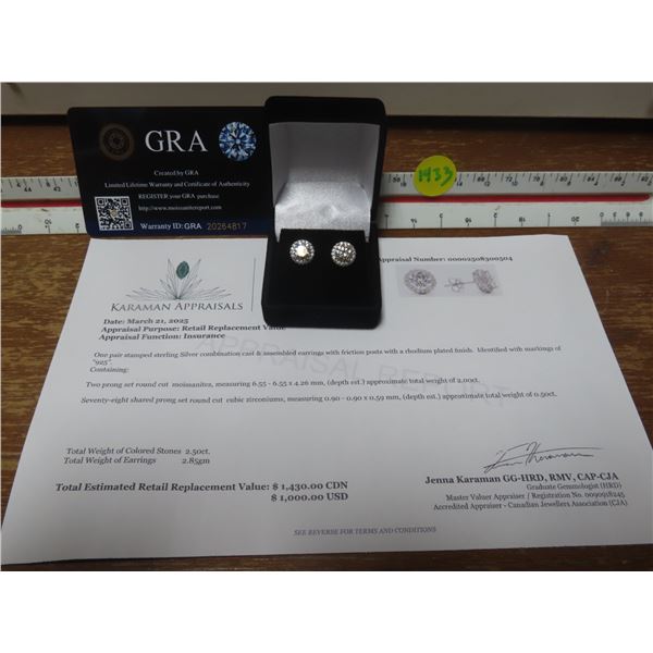 2.00 CT TW GRA CERTIFIED EARRINGS