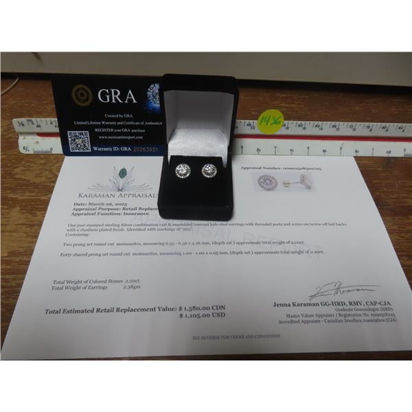 2.00 CT TW GRA CERTIFIED EARRINGS