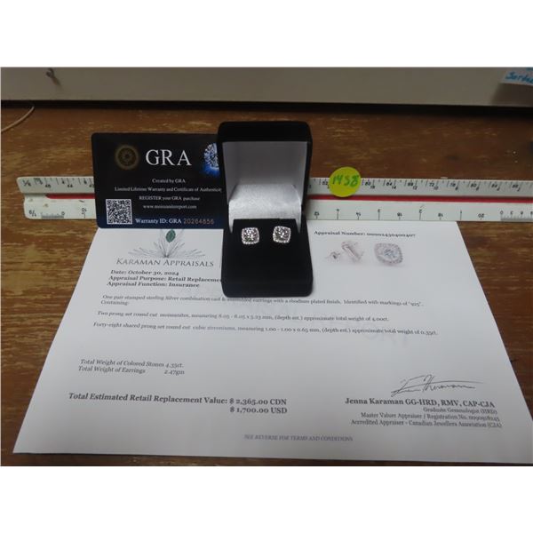 4.00 CT TW GRA CERTIFIED EARRINGS