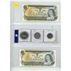 Image 1 : 1973 Canadian 25, 50 Cents & 1 Dollar Coin and (2) One Dollar Bills.