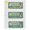 Image 1 : (3) 1954 Canadian One Dollar Bills.