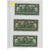 Image 1 : (3) 1937 Canadian One Dollar Bills.