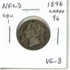 Image 1 : Newfoundland. 1896 Obverse 1 Large 96 Silver 20 Cents. VG-8.