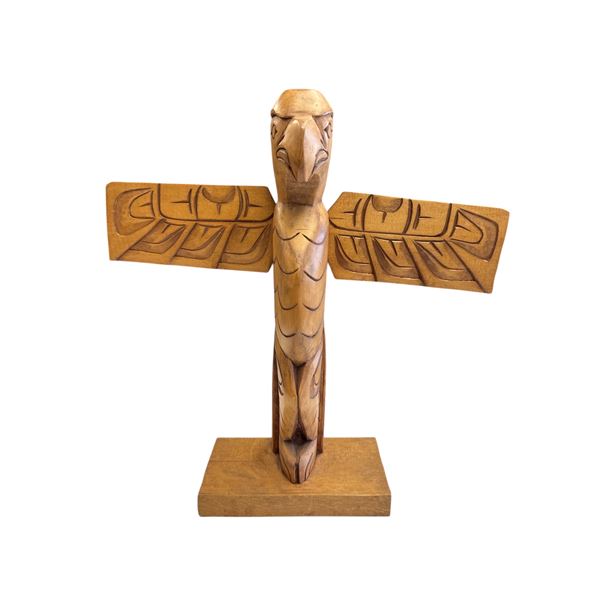 Vintage First Nations Hand Carved Wooden Totem Signed A (In A Scope)