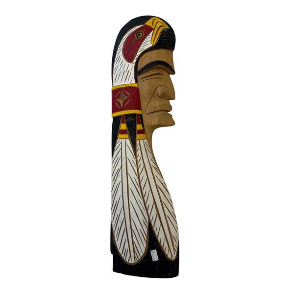Vintage First Nations Hand Carved & Painted Plaque "Chief Bald Eagle" By Ian Joseph Squamish Nation