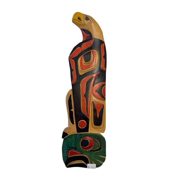 Vintage First Nations Hand Carved & Painted Eagle Plaque By Jim Garry From Mt. Currie