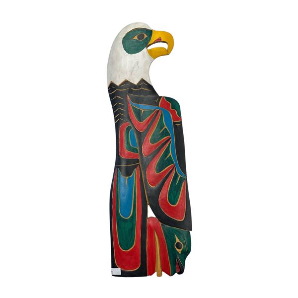 Vintage First Nations Hand Carved & Painted Eagle Plaque Signed A (In A Scope)