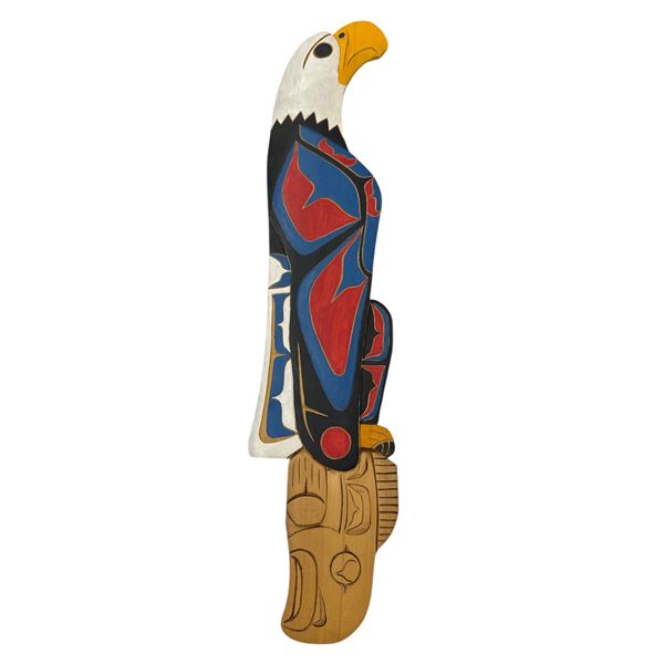 1994 First Nations Hand Carved & Painted Eagle With Fish Plaque By Mt. Currie Artist Jim Garry