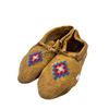 Image 1 : Vintage First Nations Hand Made Deer Skin Moccasins With Geometrical Beaded Accents