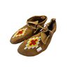 Image 1 : Vintage First Nations Hand Made Deer Skin Moccasins With Geometrical Beaded Accents
