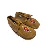 Image 1 : Vintage First Nations Hand Made Deer Skin Moccasins With Geometrical Beaded Accents