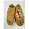 Image 2 : Vintage First Nations Hand Made Deer Skin Moccasins With Geometrical Beaded Accents