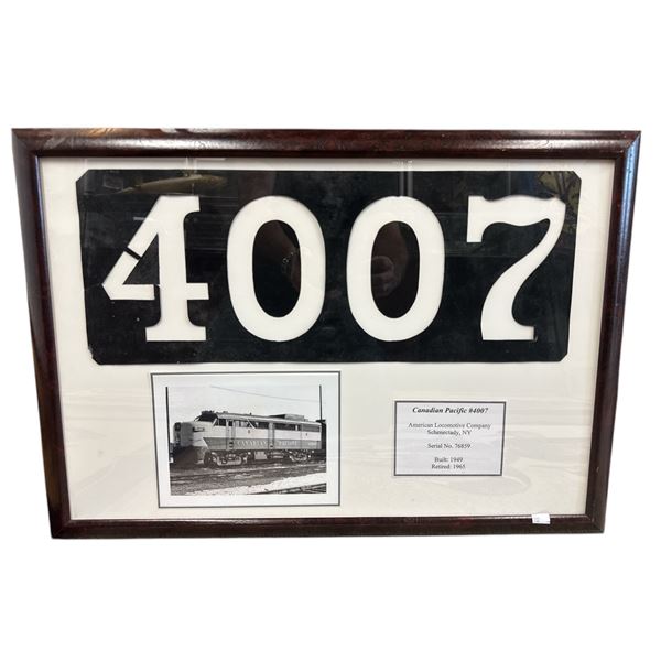 Vintage Framed Canadian Pacific Train Memorabilia: Picture & Train/Railway Number Plate