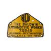 Image 1 : Vintage NKP Train #709 Cast Metal Plaque "The Baldwin Locomotive Works "