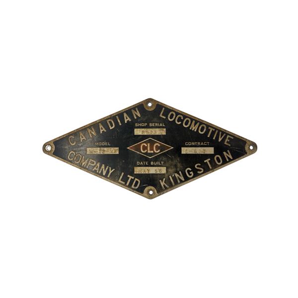 Vintage Canadian Locomotive Company LTD Kingston Metal Train Plaque Model H-12-44