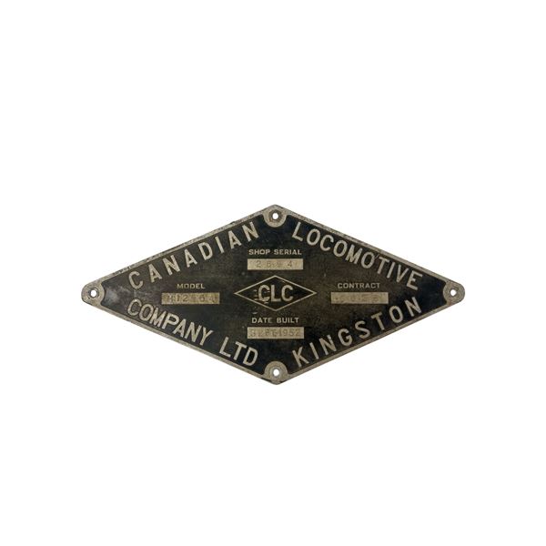 Vintage Canadian Locomotive Company LTD Kingston Metal Train Plaque Model H-12-64