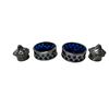 Image 1 : Sterling Silver Salt Cellars With Cobalt Blue Glass Inserts & Salt/Pepper Shaker Toppers