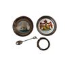 Image 1 : Sterling Silver Items: Porcelain Inserted Plates, Spoon, & Salt Cellar Base