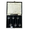 Image 1 : Vintage Sterling Silver (Lion Marked) Coffee Bean Tipped Spoons With Original Case