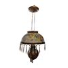 Image 1 : Vintage Hand Painted Hanging Oil Lamp (Needs Repair To Put The Outer Ring On)