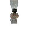 Image 2 : Vintage Hand Painted Pressed Glass Finger Oil Lamp (Square Base)