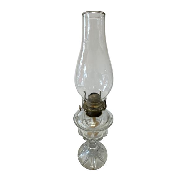 Vintage Pressed Glass Oil Lamp (Circle Base)