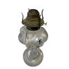 Image 2 : Vintage Hand Painted Banner Pressed Glass Oil Lamp (Circle Base)