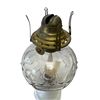Image 2 : Vintage Scovill Milk Glass Bottom Pressed Glass Oil Lamp (Octagonal Base)