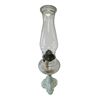 Image 1 : Beautiful Vintage Orante Milk Glass Bottom Floral Theme Pressed Glass Oil Lamp (Square Base)