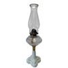 Image 2 : Beautiful Vintage Orante Milk Glass Bottom Floral Theme Pressed Glass Oil Lamp (Square Base)