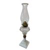 Image 1 : Vintage B & P Milk Bottom Pressed Glass Oil Lamp (Square Base)