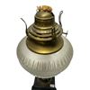 Image 2 : Vintage Scovill Pressed Glass On Pedestal Oil Lamp (Square Base)