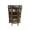 Image 1 : Beautiful Quartersawn Oak Triple Curved Glass Cabinet With Double Claw Feet On Castor Wheels