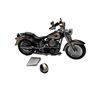 Image 1 : Franklin Mint 1998 Harley Davidson Fat-Boy Die Cast Motorcycle With Helmet & Loose Pieces In Need Of