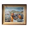 Image 1 : 1983 Arist Signed Original Oil On Canvas Painting Titled "Cleaning Fish Petty Harbour Newfoundland