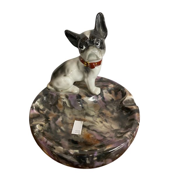 Vintage Porcelain French Bull Dog Ashtray