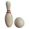 Image 1 : 2 Vintage Sports Themed Lighters: Bowling Pin & Radcliffe Golf Ball Lighter